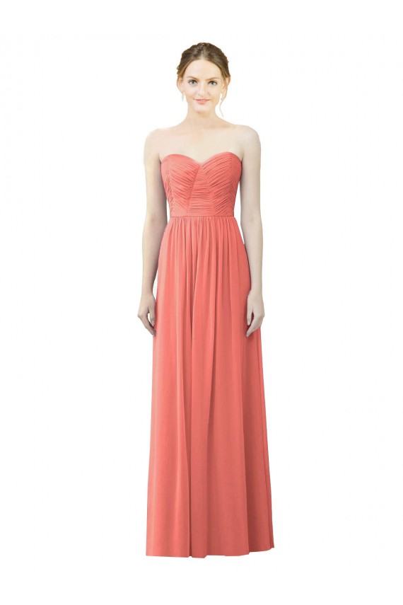 Long Coral Sleeveless A-Line Bridesmaid Dress Birmingham
