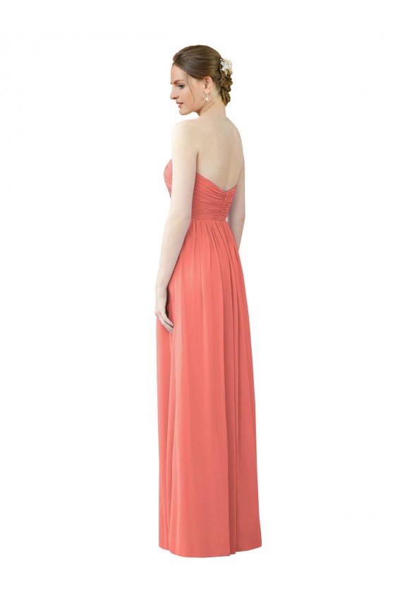 Long Coral Sleeveless A-Line Bridesmaid Dress Birmingham