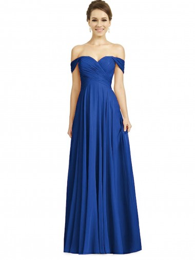 Long Royal Blue Cap Sleeves A-Line Semi Formal Evening Dress / Bridesmaid Dress Birmingham