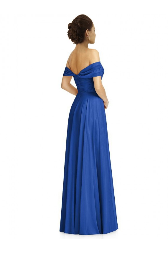 Long Royal Blue Cap Sleeves A-Line Semi Formal Evening Dress / Bridesmaid Dress Birmingham