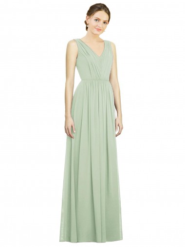 Long Sage Sleeveless A-Line V-Back Bridesmaid Dress Birmingham
