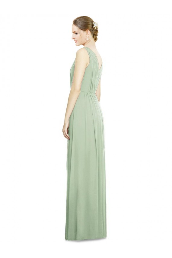 Long Sage Sleeveless A-Line V-Back Bridesmaid Dress Birmingham