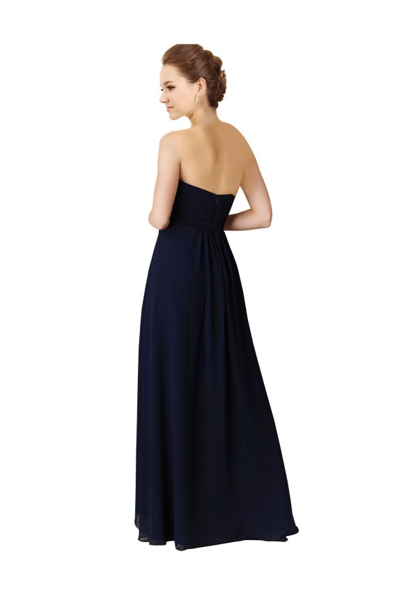 Long Dark Navy Sleeveless A-Line High Low Bridesmaid Dress Birmingham