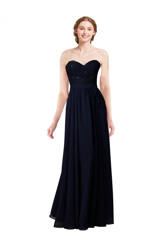 Long Dark Navy Sleeveless A-Line Soft Chiffon Formal Dress / Bridesmaid Dress Birmingham