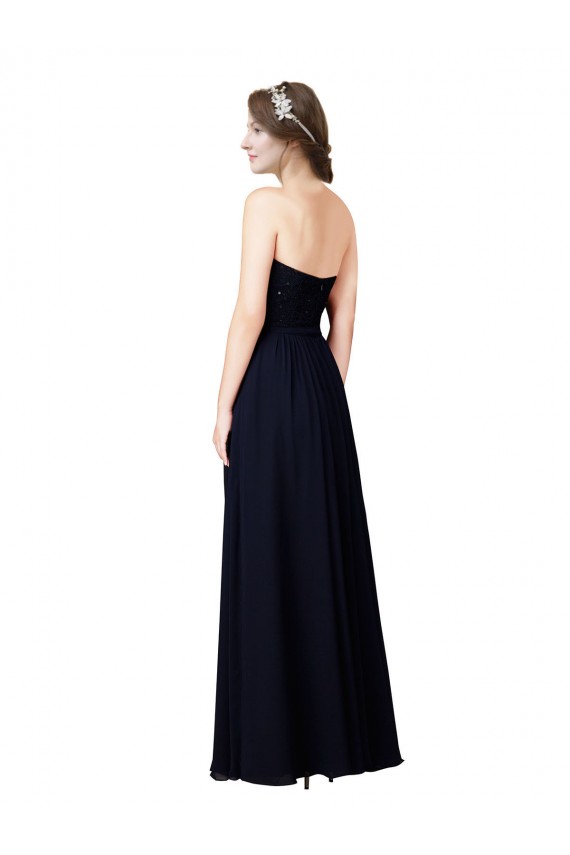 Long Dark Navy Sleeveless A-Line Soft Chiffon Formal Dress / Bridesmaid Dress Birmingham