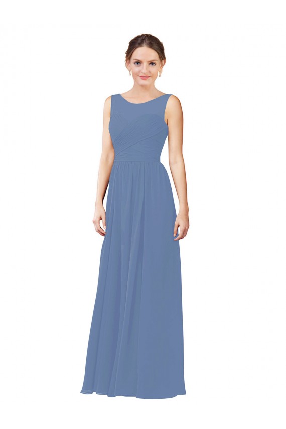 Long Windsor Blue Sleeveless Sheath Soft Chiffon Bridesmaid Dress Birmingham