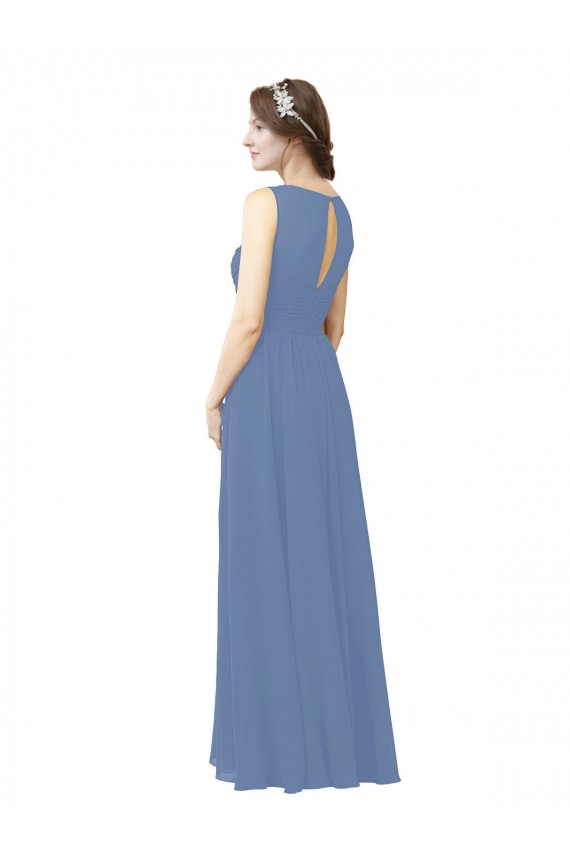 Long Windsor Blue Sleeveless Sheath Soft Chiffon Bridesmaid Dress Birmingham