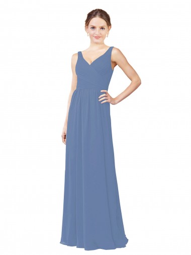 Long Windsor Blue Sleeveless Sheath Soft Chiffon Bridal Party Dress Birmingham