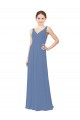 Long Windsor Blue Sleeveless Sheath Soft Chiffon Bridal Party Dress Birmingham