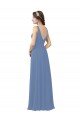 Long Windsor Blue Sleeveless Sheath Soft Chiffon Bridal Party Dress Birmingham