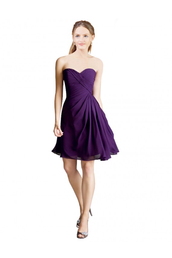 Knee Length Purple Sleeveless A-Line Bridesmaid Dress Birmingham