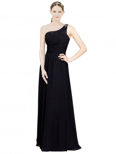 Long Black Sleeveless A-Line Chiffon Bridesmaid Dresses Birmingham