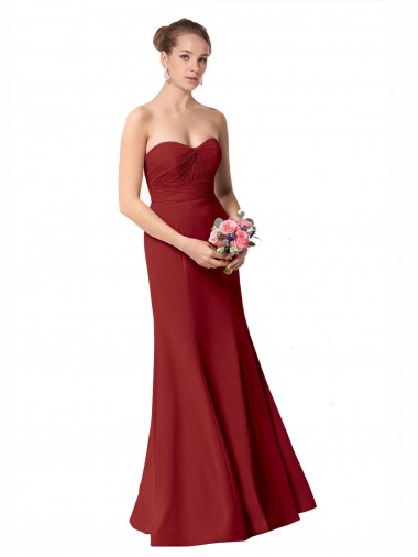 Long Burgundy Sleeveless Mermaid Soft Chiffon Bridesmaid Dress Birmingham