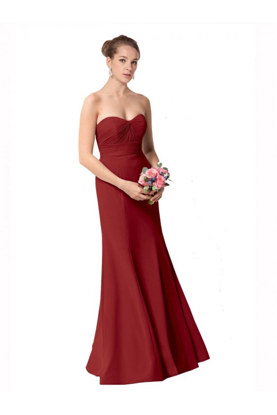 Long Burgundy Sleeveless Mermaid Soft Chiffon Bridesmaid Dress Birmingham