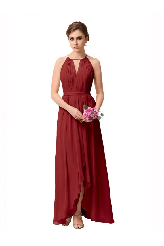 Burgundy Sleeveless A-Line High Low Bridesmaid Dress Birmingham