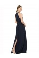 Long Dark Navy Sleeveless A-Line Chiffon Bridesmaid Dress Birmingham
