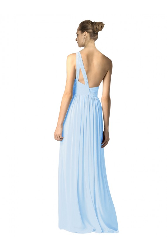 Long Light Sky Blue Sleeveless A-Line Soft Chiffon Bridesmaid Dress Birmingham