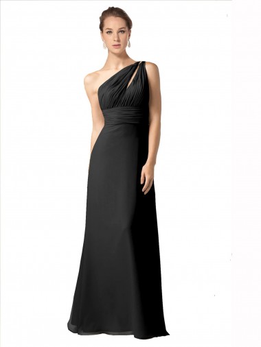 Long Black Sleeveless A-Line Soft Chiffon Bridesmaid Dress Birmingham