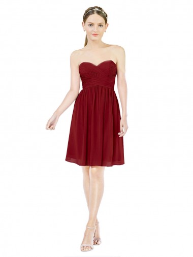 Knee Length Burgundy Sleeveless A-Line Bridesmaid Dress Birmingham