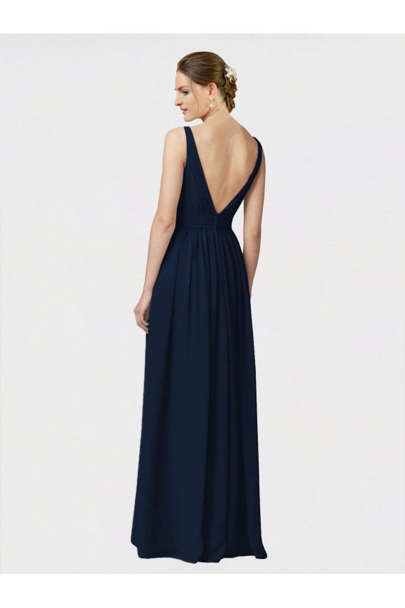 Long Dark Navy Sleeveless A-Line Bridesmaid Dresses / Formal Dresses Birmingham