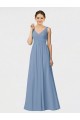 Long Dusty Blue Sleeveless A-Line Bridesmaid Gown Birmingham