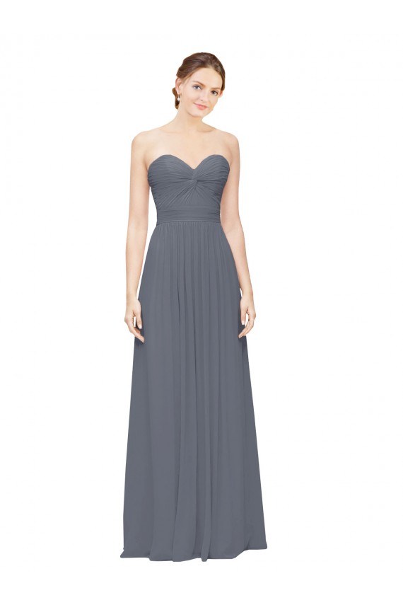 Long Slate Grey Sleeveless A-Line Bridesmaid Dress Birmingham