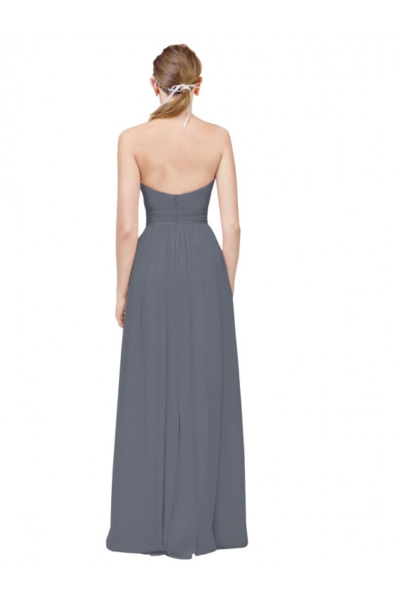 Long Slate Grey Sleeveless A-Line Bridesmaid Dress Birmingham