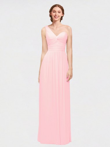 Long Pink Sleeveless A-Line Soft Chiffon Bridesmaid Dress Birmingham