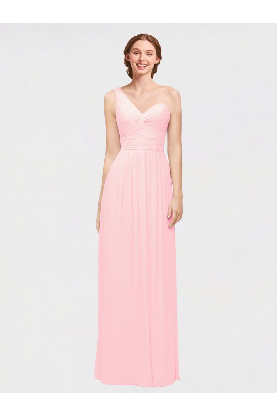 Long Pink Sleeveless A-Line Soft Chiffon Bridesmaid Dress Birmingham