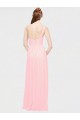 Long Pink Sleeveless A-Line Soft Chiffon Bridesmaid Dress Birmingham