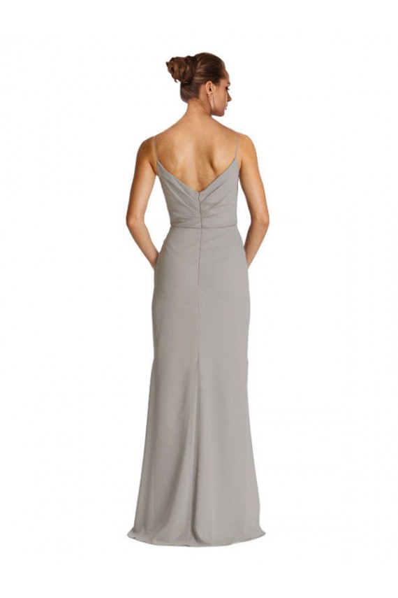 Long Silver Sleeveless Sheath Bridesmaid Dress Birmingham