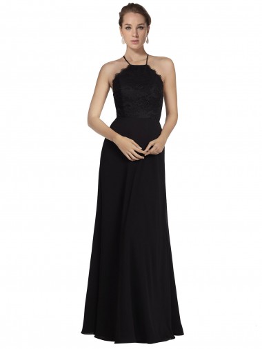 Long Black Sleeveless A-Line Keyhole Back Bridesmaid Gown Birmingham