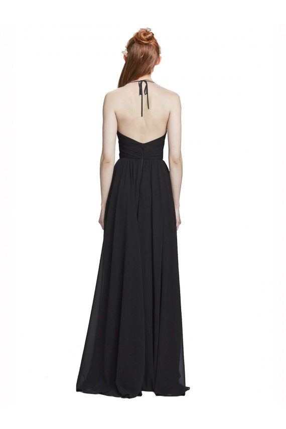 Long Dark Navy Sleeveless A-Line Chiffon Formal Dress / Bridesmaid Dress Birmingham