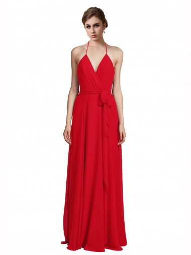 Long Red Sleeveless A-Line Bridesmaid Dress Birmingham