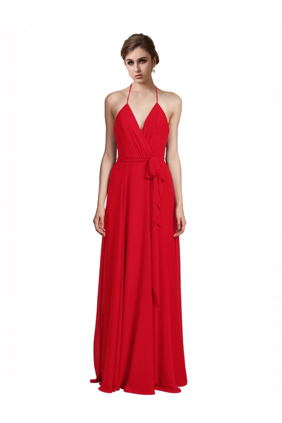 Long Red Sleeveless A-Line Bridesmaid Dress Birmingham