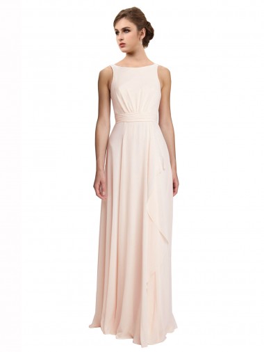 Long Cream Pink Sleeveless A-Line V-Back Bridesmaid Dress / Evening Dress Birmingham