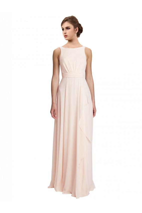 Long Cream Pink Sleeveless A-Line V-Back Bridesmaid Dress / Evening Dress Birmingham