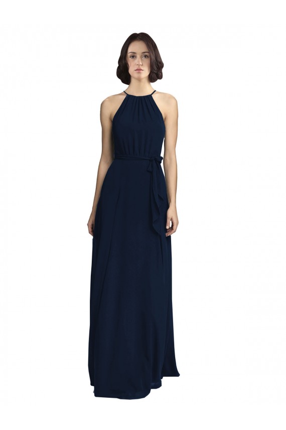 Long Dark Navy Sleeveless A-Line Bridesmaid Dress / Evening Gowns Birmingham