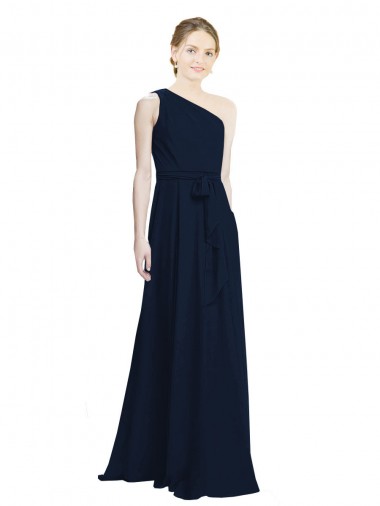 Long Dark Navy Sleeveless A-Line Chiffon Bridesmaid Dress / Evening Dress Birmingham