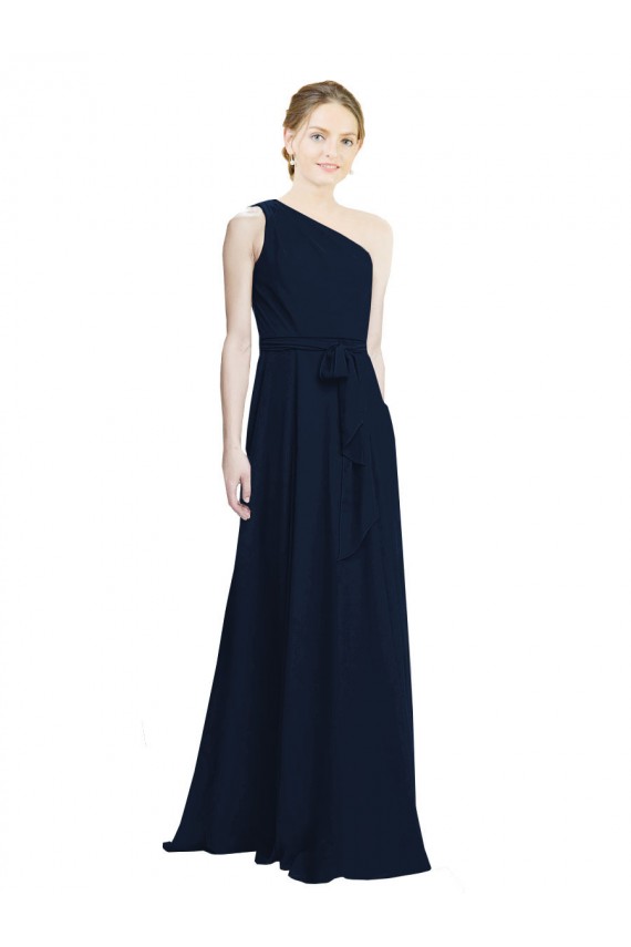 Long Dark Navy Sleeveless A-Line Chiffon Bridesmaid Dress / Evening Dress Birmingham