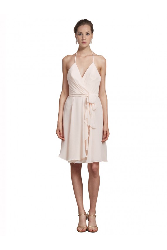 Knee Length Cream Pink Sleeveless A-Line Bridesmaid Dress Birmingham