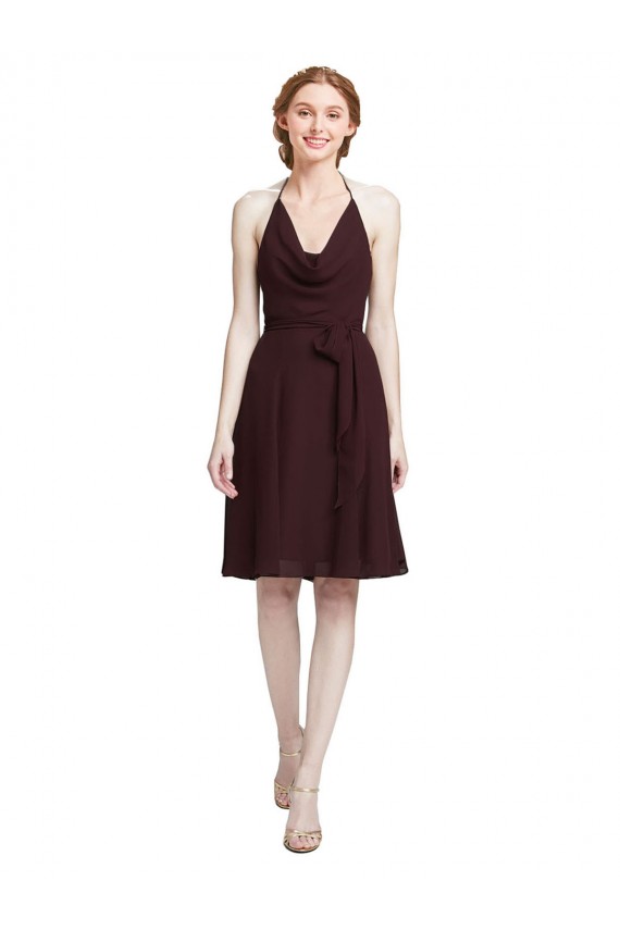 Knee Length Burgundy Gold Sleeveless A-Line Bridesmaid Dress Birmingham