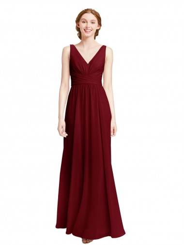 Long Burgundy Sleeveless A-Line Bridesmaid Dress / Evening Gowns Birmingham