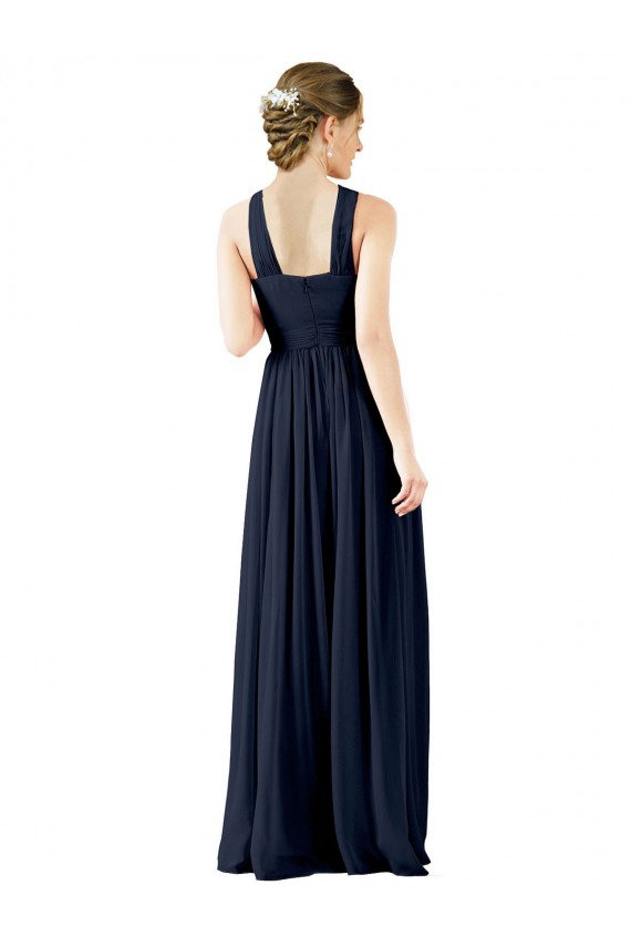 Long Dark Navy Sleeveless Princess Bridesmaid Gowns Birmingham