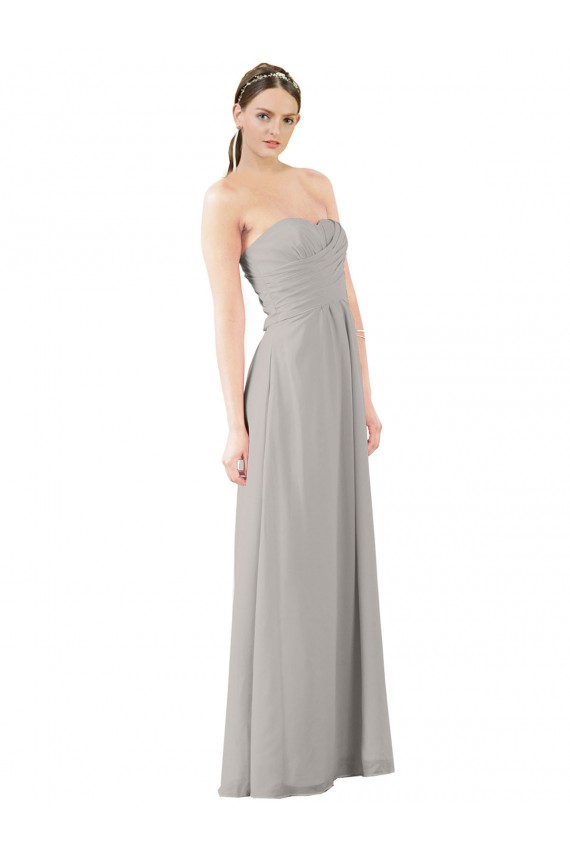 Long Oyster Silver Sleeveless A-Line Bridesmaid Dress Birmingham