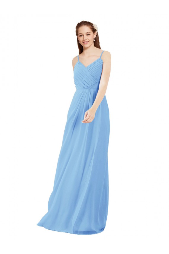 Long Periwinkle Sleeveless Sheath Low Back Bridesmaid Dress Birmingham