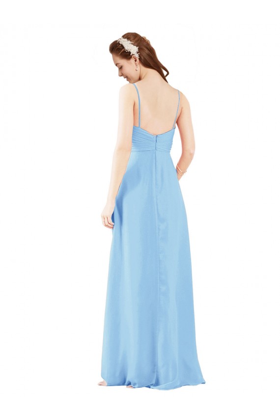 Long Periwinkle Sleeveless Sheath Low Back Bridesmaid Dress Birmingham