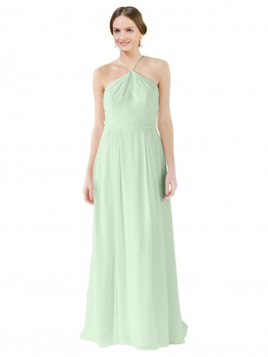 Long Sage Sleeveless A-Line Soft Chiffon Bridesmaid Dress Birmingham