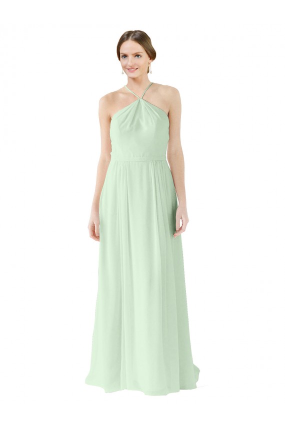 Long Sage Sleeveless A-Line Soft Chiffon Bridesmaid Dress Birmingham