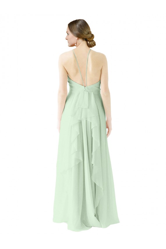 Long Sage Sleeveless A-Line Soft Chiffon Bridesmaid Dress Birmingham